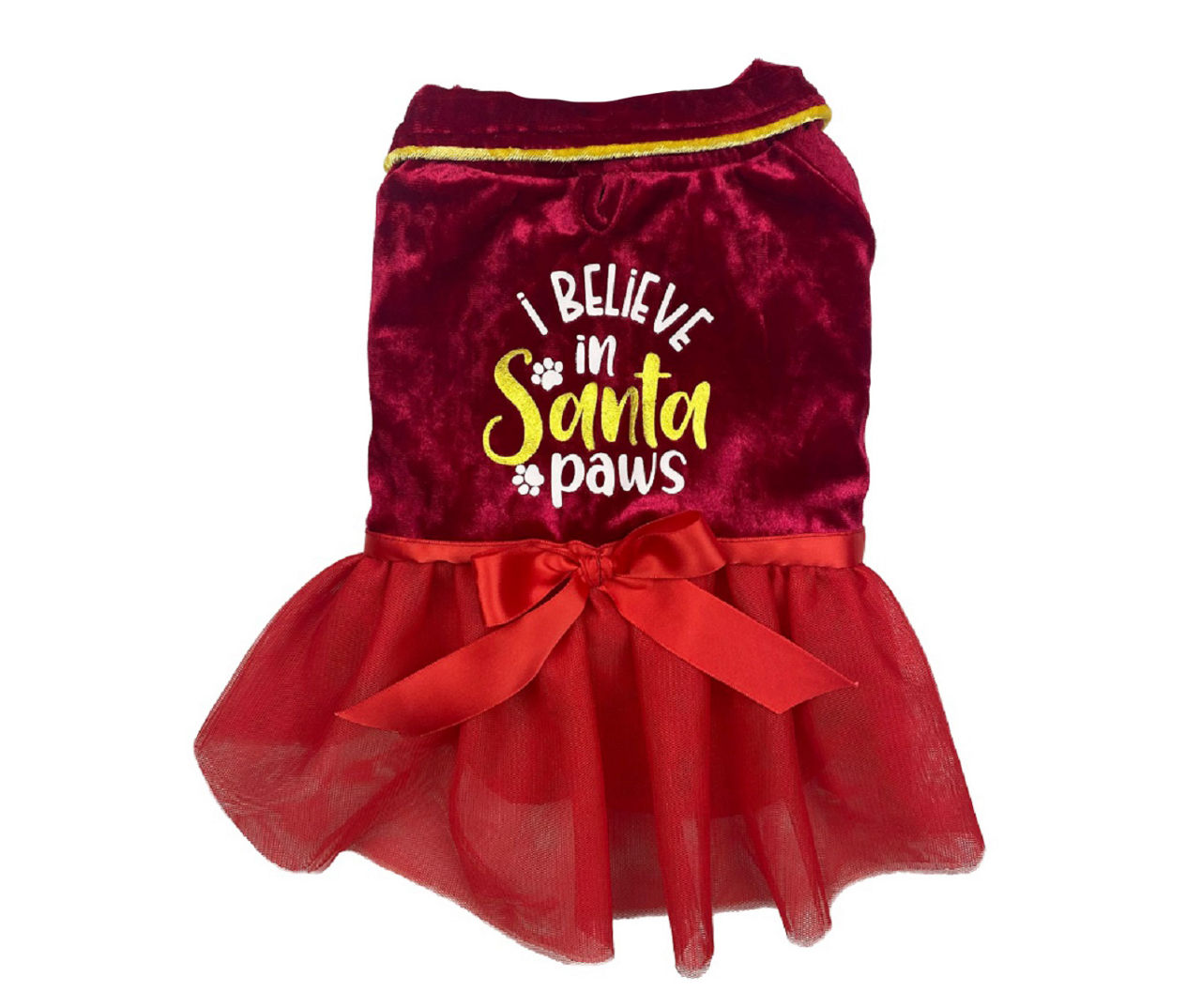 Pet Medium "I Believe in Santa Paws" Red Velvet Dress