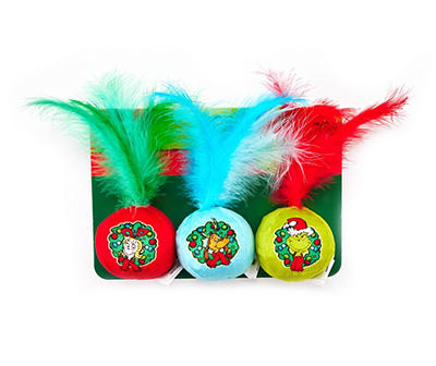 Grinch Feather Ball Cat Toys, 3-Pack