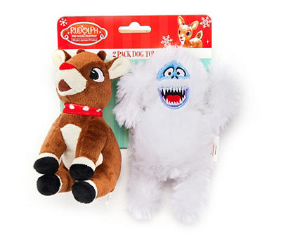 Bumble & Rudolph Squeaker Plush Dog Toys, (6")