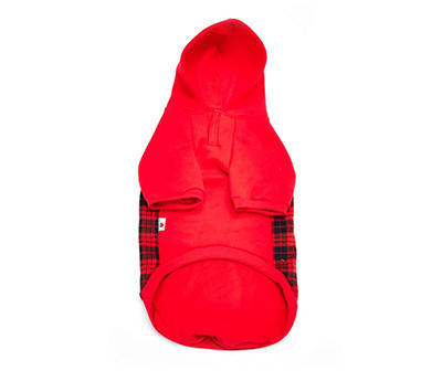 Pet Large "Merry Christmas" Red Buffalo Check Hoodie
