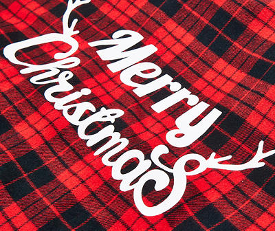 Pet Large "Merry Christmas" Red Buffalo Check Hoodie