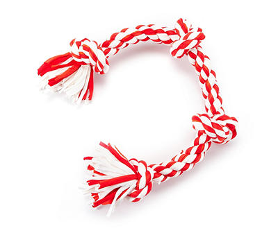 Red & White Knotted Tug Rope Dog Toy