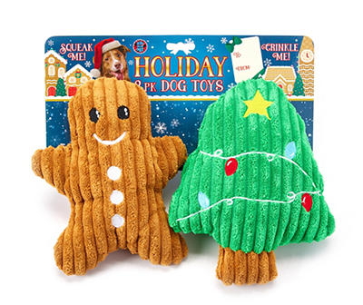 Gingerbread & Holiday Tree Dog Toy Set