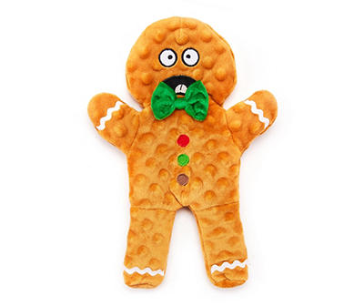 Brown Gingerbread Man Flattie Dog Toy