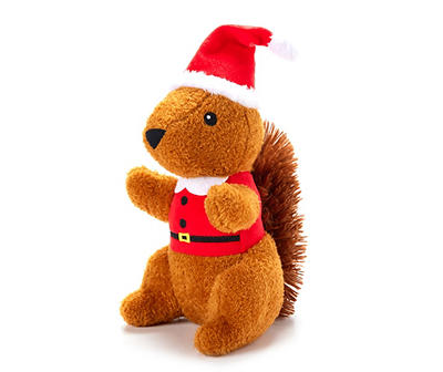 Santa Squirrel Plush Dog Toy
