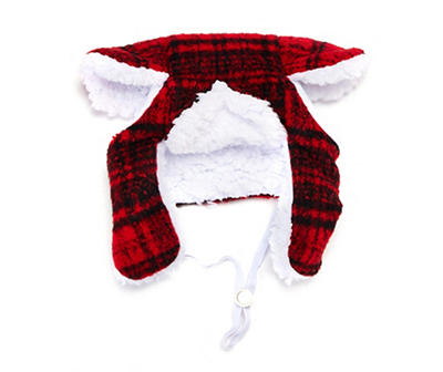 Pet X-Large Red Buffalo Check Sherpa Hat