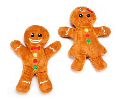 Gingerbread Couple Plush Dog Toy Set