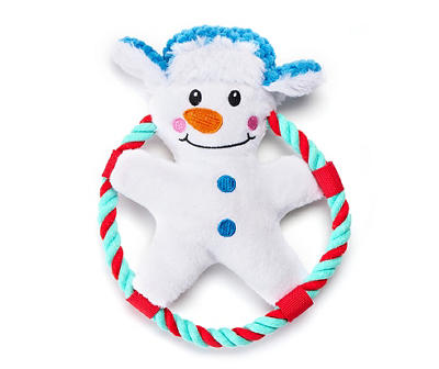 Snowman Ring Plush & Rope Dog Toy