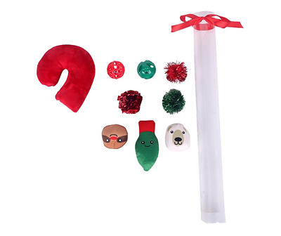 Red Candy Cane 9-Piece Cat Toy Set