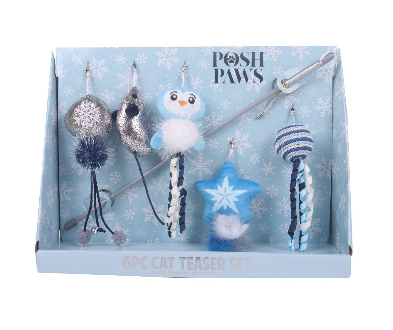 Blue Holiday 6-Piece Cat Teaser Toy Set