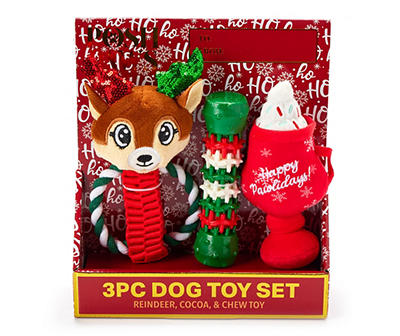 Red Cocoa 3-Piece Dog Toy Set