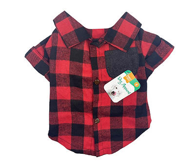 Pet Small Red Buffalo Check Flannel Button-Up Shirt