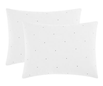 White Stitch-Tufted Queen 4-Piece Comforter Set
