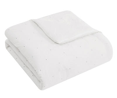 White Stitch-Tufted Queen 4-Piece Comforter Set