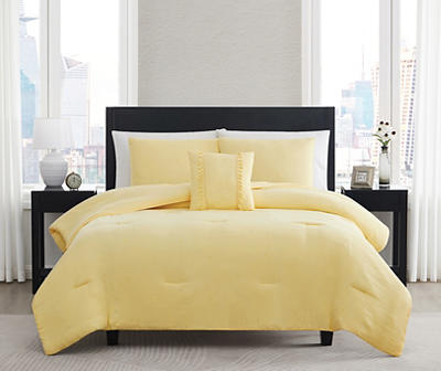 Yellow Embroidery-Tufted King 4-Piece Comforter Set