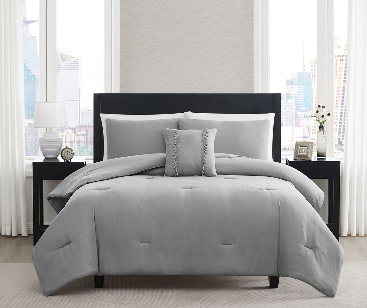 Light gray comforter store set queen