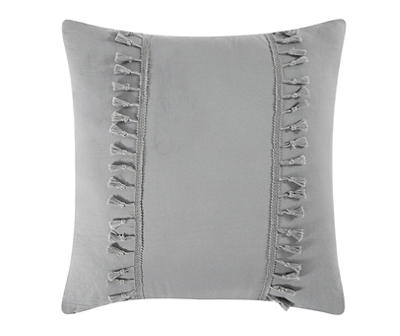Light Gray Embroidered-Accent Stitch-Tufted King 4-Piece Comforter Set