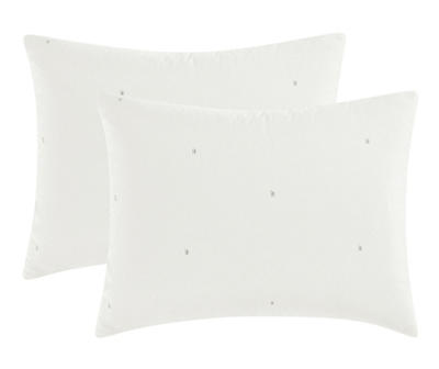 White Embroidered-Accent Stitch-Tufted King 4-Piece Comforter Set