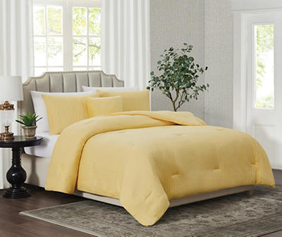 Yellow Crinkle-Texture Queen 4-Piece Comforter Set