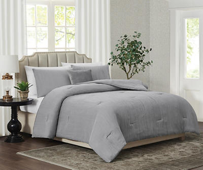 Gray Crinkle-Texture Queen 4-Piece Comforter Set
