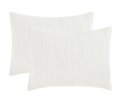 White Crinkle-Texture Queen 4-Piece Comforter Set