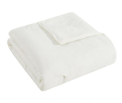 White Crinkle-Texture Queen 4-Piece Comforter Set