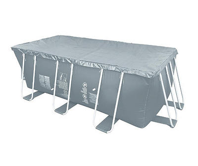 5.9' x 12.6' Gray Pool Cover with Rope Ties