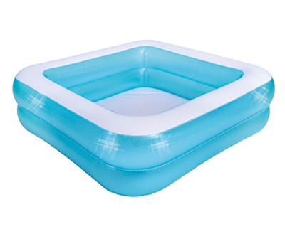 4.7' x 17.5" Blue & White Inflatable 2-Ring Pool