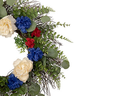 24" Red, White & Blue Floral & Eucalyptus Wreath