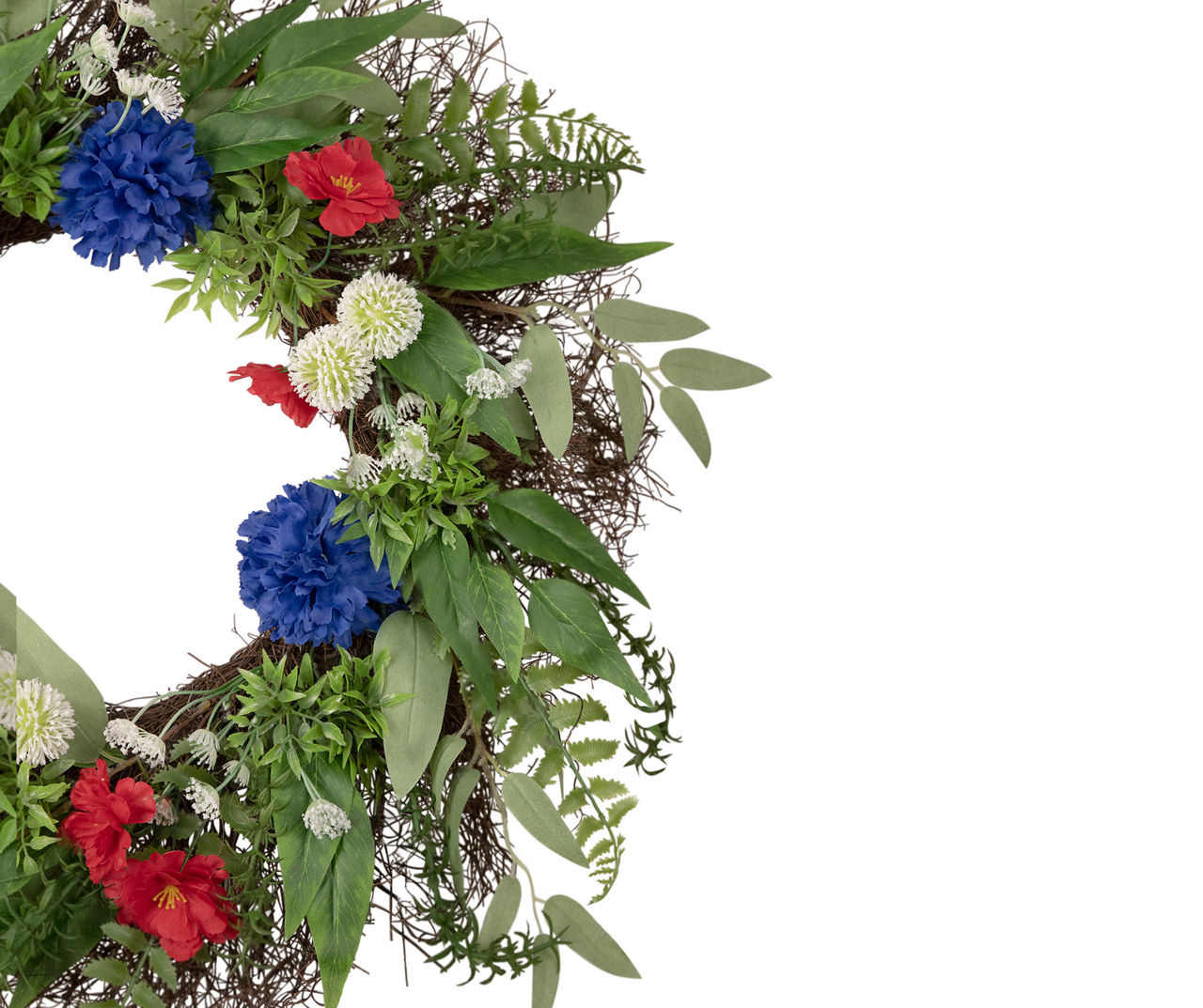 24" Red, White & Blue Mixed Floral Wreath