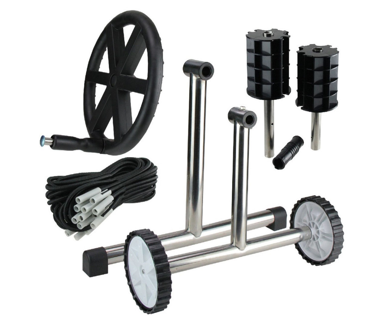 Black In-Ground Pool Cover Reel System