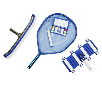 Blue 5-Piece Pool Rectangular Vacuum Head, Cleaning & Test Kit