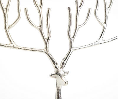 23.2" Silver Standing Deer Metal Tabletop Decor