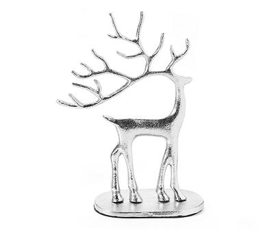 10" Silver Standing Deer Metal Tabletop Decor