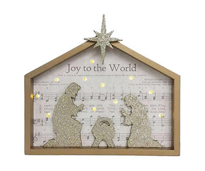 "Joy To The World" Sheet Music Nativity LED Tabletop Decor