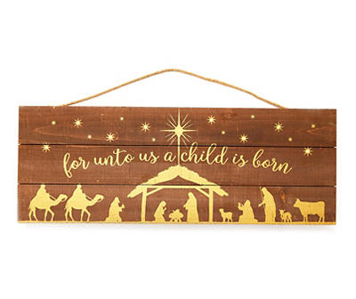 "A Child Is Born" Nativity Scene LED Hanging Wall Decor