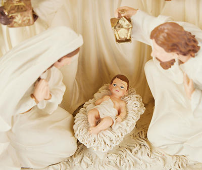 White Robe & Gold Nativity Scene Tabletop Decor