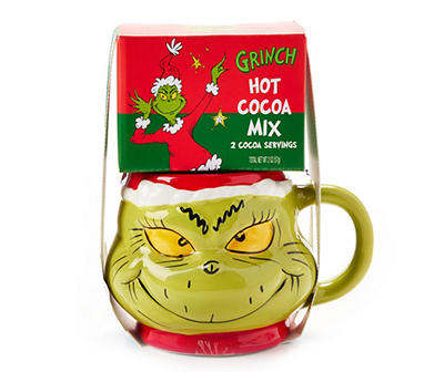 Green Grinch Figural Mug & Hot Cocoa Set