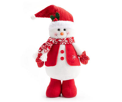 Knit Santa Hat Standing Snowman Tabletop Decor