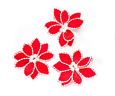 Red Poinsettia Clips, 3-Pack