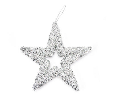 Silver Glitter & Sequin Star Hanging Wall Decor