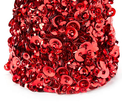 10" Red Glitter & Sequin Cone Tree Tabletop Decor