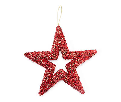 Red Glitter & Sequin Star Hanging Wall Decor