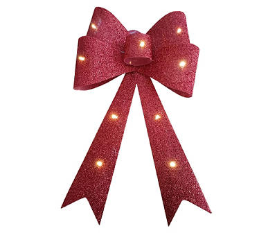 Red Tinsel LED Decorative Bow