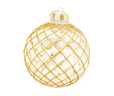 Gold Glitter Crisscross Ornaments, 4-Pack