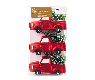 Red Truck & Tree Ornaments, 3-Pack