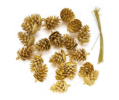 Gold Glitter Pinecone Ornaments, 24-Pack