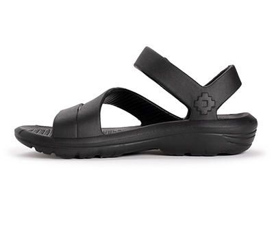 Women's Size M Black EVA Angled-Strap Sandal