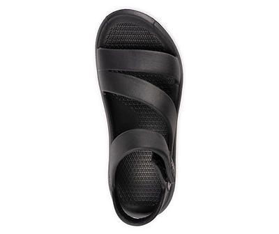 Women's Size L Black EVA Angled-Strap Sandal