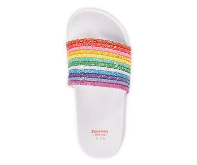 Women's Size X-Large Rainbow Glitter Stripe Slide